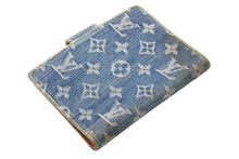 画像をギャラリービューアに読み込む, LOUIS VUITTON ルイヴィトン 手帳 デニム モノグラム ゴールド金具 ブルー ブラウン レザー 良品 中古 51703