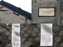 画像をギャラリービューアに読み込む, GUCCI グッチ GGロゴエコウォッシュド ジャケット 649110 XDBIP ブラウン インディゴブルー 美品 中古 51730