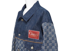 画像をギャラリービューアに読み込む, GUCCI グッチ GGロゴエコウォッシュド ジャケット 649110 XDBIP ブラウン インディゴブルー 美品 中古 51730