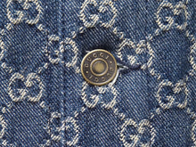 画像をギャラリービューアに読み込む, GUCCI グッチ GGロゴエコウォッシュド ジャケット 649110 XDBIP ブラウン インディゴブルー 美品 中古 51730