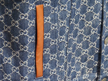 画像をギャラリービューアに読み込む, GUCCI グッチ GGロゴエコウォッシュド ジャケット 649110 XDBIP ブラウン インディゴブルー 美品 中古 51730