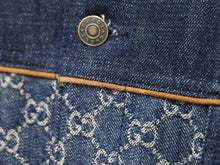 画像をギャラリービューアに読み込む, GUCCI グッチ GGロゴエコウォッシュド ジャケット 649110 XDBIP ブラウン インディゴブルー 美品 中古 51730