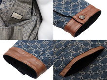 画像をギャラリービューアに読み込む, GUCCI グッチ GGロゴエコウォッシュド ジャケット 649110 XDBIP ブラウン インディゴブルー 美品 中古 51730