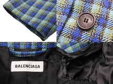 画像をギャラリービューアに読み込む, 極美品 BALENCIAGA バレンシアガ チェックコート 2019AW 479864 CA00985 ウール サイズ36 中古 51731