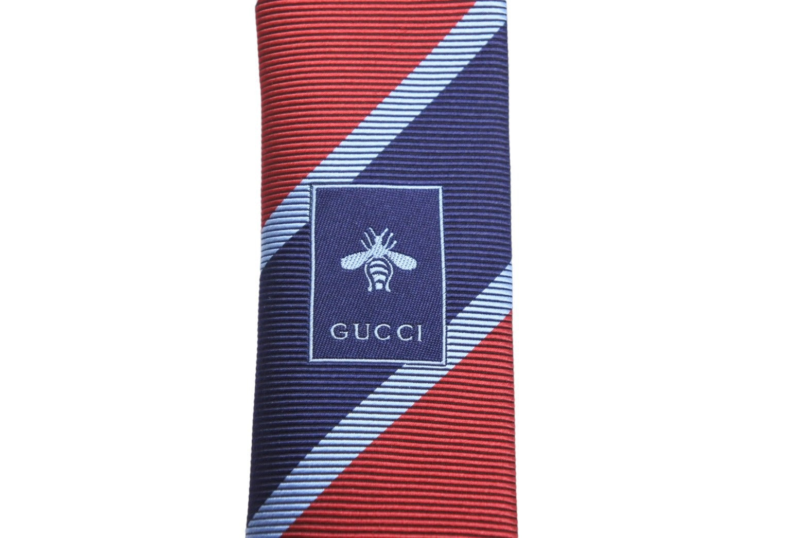 Gucci グッチ ネクタイ 紳士 極美品 ストライプ レッド ブルー GG