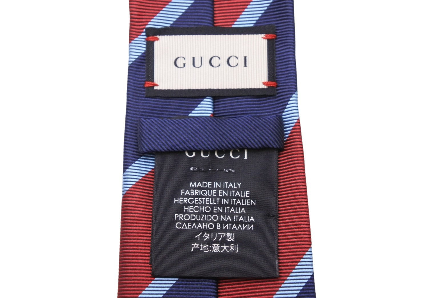 Gucci グッチ ネクタイ 紳士 極美品 ストライプ レッド ブルー GG