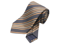 画像をギャラリービューアに読み込む, GUCCI グッチ ネクタイ トムフォード期 ストライプ ロゴ 総柄 紳士 服飾小物 シルク オレンジ ブラウン ベージュ 美品 中古 51804