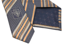 画像をギャラリービューアに読み込む, GUCCI グッチ ネクタイ トムフォード期 ストライプ ロゴ 総柄 紳士 服飾小物 シルク オレンジ ブラウン ベージュ 美品 中古 51804