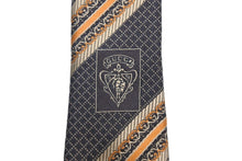 画像をギャラリービューアに読み込む, GUCCI グッチ ネクタイ トムフォード期 ストライプ ロゴ 総柄 紳士 服飾小物 シルク オレンジ ブラウン ベージュ 美品 中古 51804