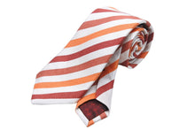 画像をギャラリービューアに読み込む, GUCCI グッチ ネクタイ トムフォード期 ストライプ 服飾小物 ロゴ シルク オレンジ ホワイト レッド 美品 中古 51807