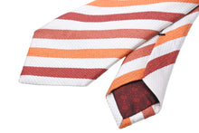 画像をギャラリービューアに読み込む, GUCCI グッチ ネクタイ トムフォード期 ストライプ 服飾小物 ロゴ シルク オレンジ ホワイト レッド 美品 中古 51807