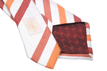 画像をギャラリービューアに読み込む, GUCCI グッチ ネクタイ トムフォード期 ストライプ 服飾小物 ロゴ シルク オレンジ ホワイト レッド 美品 中古 51807