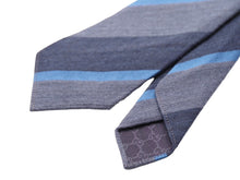 画像をギャラリービューアに読み込む, GUCCI グッチ ネクタイ 紳士 ウール ストライプ ブルー GG柄 総柄 服飾小物 トムフォード期 美品 中古 51809