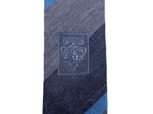 画像をギャラリービューアに読み込む, GUCCI グッチ ネクタイ 紳士 ウール ストライプ ブルー GG柄 総柄 服飾小物 トムフォード期 美品 中古 51809