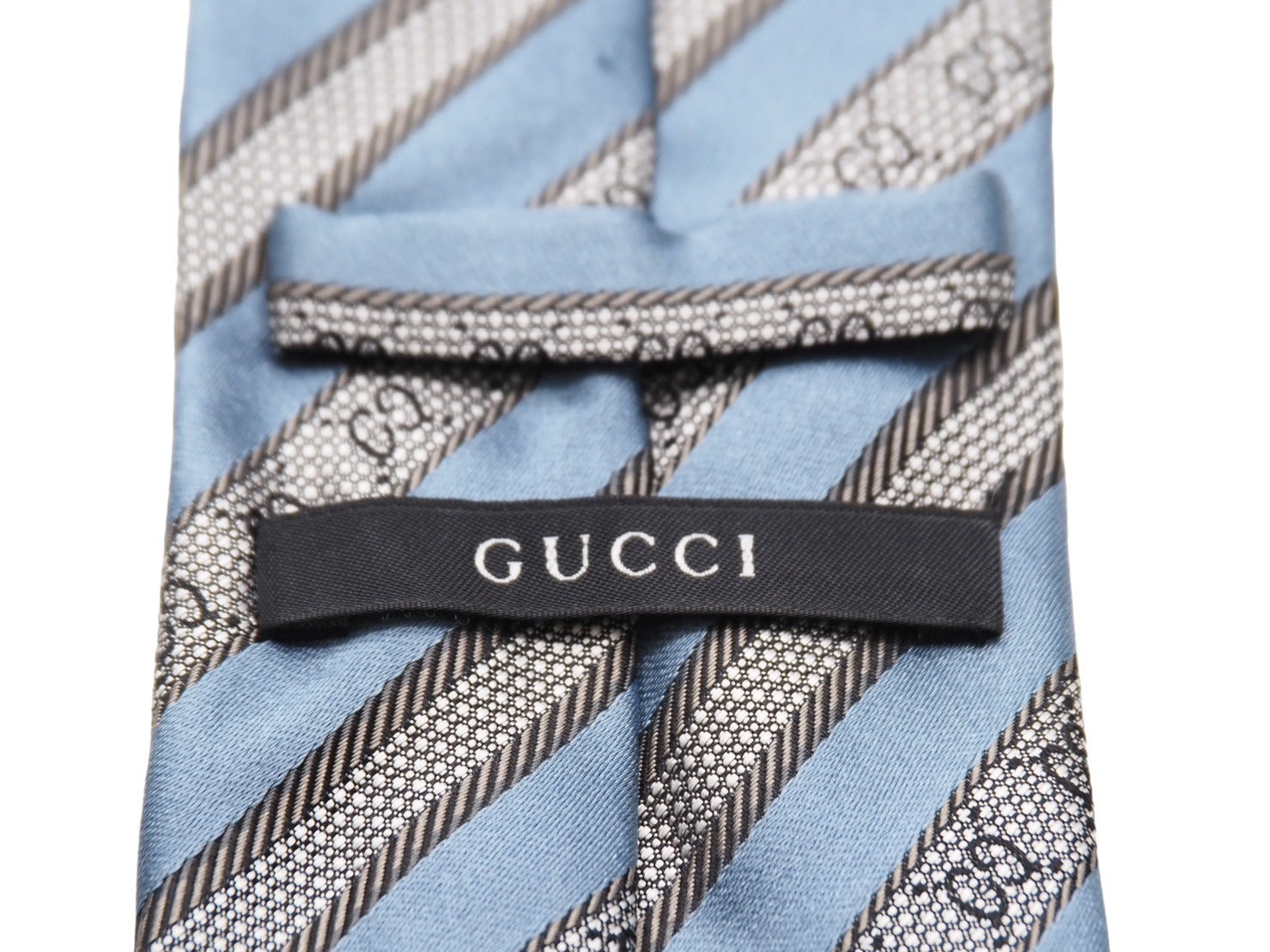 GUCCI グッチ ネクタイ 紳士 シルク ブルー シルバー トムフォード期