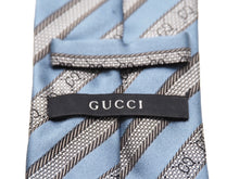 画像をギャラリービューアに読み込む, GUCCI グッチ ネクタイ 紳士 シルク ブルー シルバー トムフォード期 GG柄 総柄 イタリア製 服飾小物美品 中古 51811