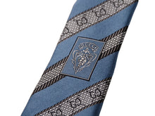 画像をギャラリービューアに読み込む, GUCCI グッチ ネクタイ 紳士 シルク ブルー シルバー トムフォード期 GG柄 総柄 イタリア製 服飾小物美品 中古 51811