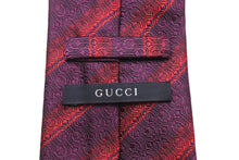 画像をギャラリービューアに読み込む, GUCCI グッチ ネクタイ ストライプ 総柄 GG トムブラウン期 シルク レッド パープル 美品 中古 51818