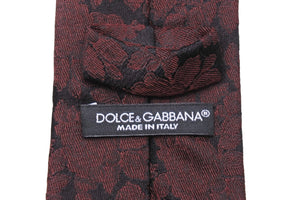 DOLCE&GABBANA ドルチェアンドガッバーナ ネクタイ 紳士 シルク ワインレッド ブラック 美品 中古 51832