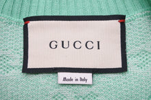 画像をギャラリービューアに読み込む, 極美品 GUCCI グッチ GGジャガード 半袖 ニット Ｔシャツ グリーン ロゴ 緑 総ロゴ トップス 629456 サイズS 中古 51864