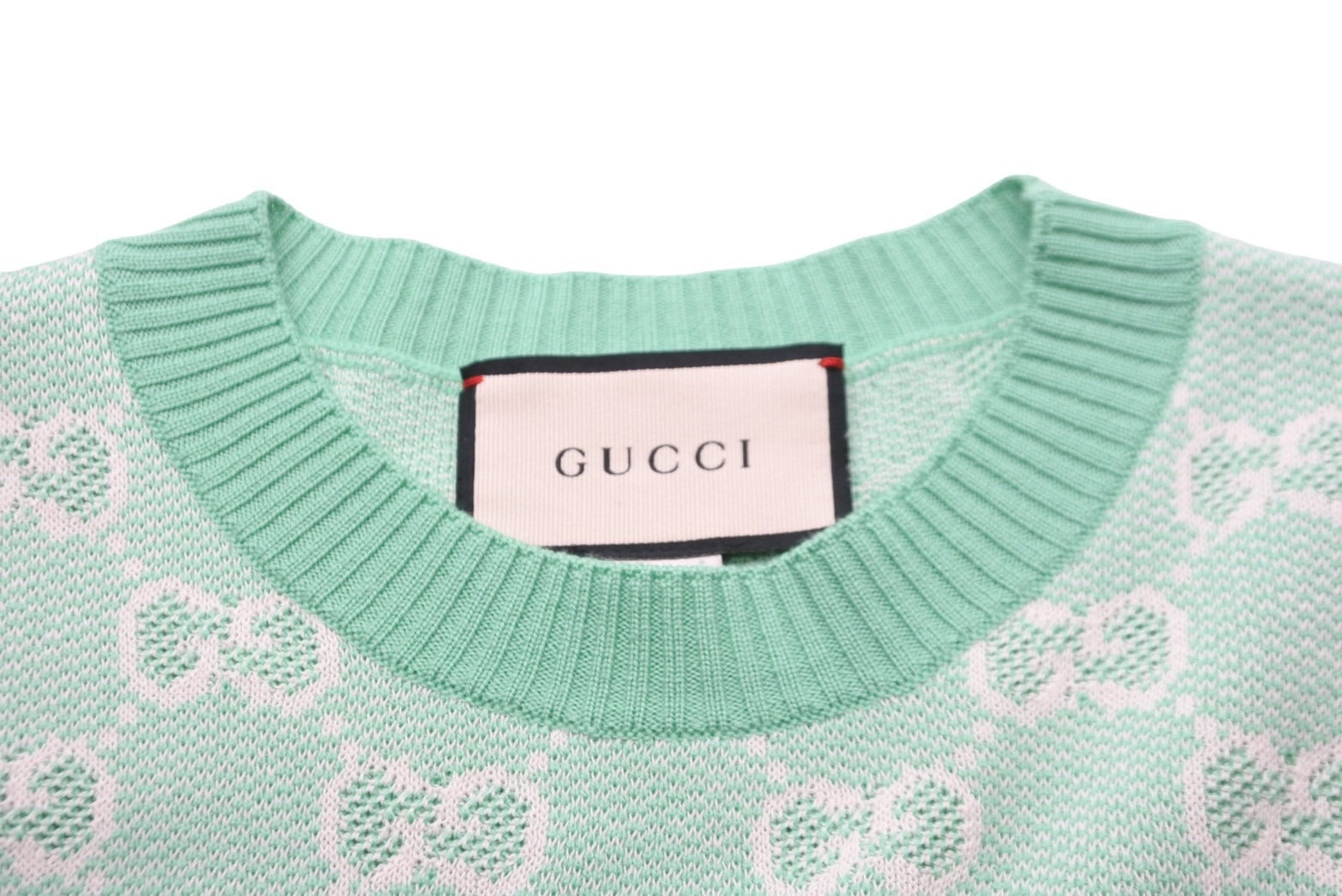 極美品 GUCCI グッチ GGジャガード 半袖 ニット Ｔシャツ グリーン