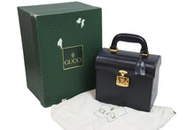 画像をギャラリービューアに読み込む, GUCCI グッチ レディロック バニティバッグ ハンドバッグ 000-01-0246 レザー ネイビー ゴールド金具 美品 中古 51885