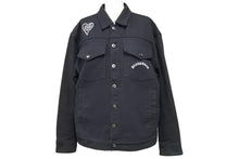 画像をギャラリービューアに読み込む, PLEASURES プレジャーズ MARILYN MANSON マリリンマンソン デニムジャケット コットン ブラック ホワイト サイズM 美品 中古 51902