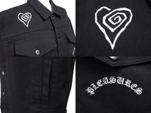 画像をギャラリービューアに読み込む, PLEASURES プレジャーズ MARILYN MANSON マリリンマンソン デニムジャケット コットン ブラック ホワイト サイズM 美品 中古 51902