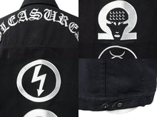 画像をギャラリービューアに読み込む, PLEASURES プレジャーズ MARILYN MANSON マリリンマンソン デニムジャケット コットン ブラック ホワイト サイズM 美品 中古 51902