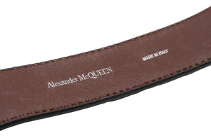 Alexander McQueen アレキサンダーマックイーン バングル ブレスレット ブラック レザー ゴールド金具 美品 中古 51934