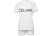 Load image into Gallery viewer, CELINE セリーヌ 半袖Tシャツ ブランドロゴ X237370E ポルトガル製 コットン ホワイト ブラック サイズXS 美品 中古 51939