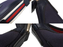 画像をギャラリービューアに読み込む, GUCCI グッチ ワンショルダーバッグ A9235658 レザー キャンバス ネイビー ホワイト レッド ゴールド金具 美品 中古 52006