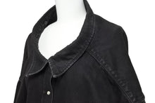 画像をギャラリービューアに読み込む, バレンシアガ BALENCIAGA 471209 TUE14 Pinched Collar Denim Shirt ピンチドカラーデニム ブラック 中古 52012