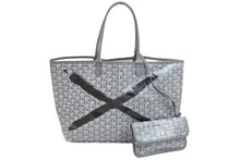 Load image into Gallery viewer, GOYARD ゴヤール トートバッグ サンルイ PM グレー マーカージュ ブラック 限定品 ヘリンボーン ポーチ付き 美品 中古 52017