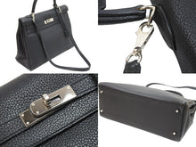 Load image into Gallery viewer, エルメス ケリー 35 2WAY ハンドバッグ 内縫 トゴ 黒 ブラック ブルーロワイヤル シルバー金具 □P刻印 美品 中古