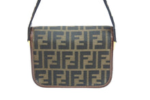 画像をギャラリービューアに読み込む, FENDI フェンディ ハンドバッグ トロッター コットン ブラウン キャンバス レザー 09157 981 ゴールド金具 美品 中古 52025