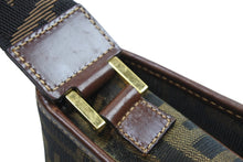 画像をギャラリービューアに読み込む, FENDI フェンディ ハンドバッグ トロッター コットン ブラウン キャンバス レザー 09157 981 ゴールド金具 美品 中古 52025