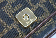 画像をギャラリービューアに読み込む, FENDI フェンディ ハンドバッグ トロッター コットン ブラウン キャンバス レザー 09157 981 ゴールド金具 美品 中古 52025