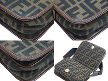 画像をギャラリービューアに読み込む, FENDI フェンディ ハンドバッグ トロッター コットン ブラウン キャンバス レザー 09157 981 ゴールド金具 美品 中古 52025