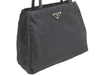 Load image into Gallery viewer, PRADA プラダ ハンドバッグ ボストンバッグ トートバッグ トライアングルロゴ ナイロン ブラック シルバー 美品 中古 52071
