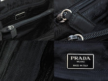 Load image into Gallery viewer, PRADA プラダ ハンドバッグ ボストンバッグ トートバッグ トライアングルロゴ ナイロン ブラック シルバー 美品 中古 52071