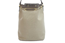 Load image into Gallery viewer, PRADA プラダ ハンドバッグ 巾着バッグ 1BH097 キャンバス ベージュ ブラウン ゴールド金具 美品 中古 52075