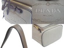 Load image into Gallery viewer, PRADA プラダ ハンドバッグ 巾着バッグ 1BH097 キャンバス ベージュ ブラウン ゴールド金具 美品 中古 52075