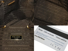 Load image into Gallery viewer, PRADA プラダ ハンドバッグ 巾着バッグ 1BH097 キャンバス ベージュ ブラウン ゴールド金具 美品 中古 52075