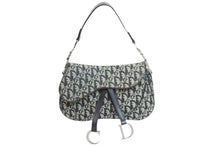 Load image into Gallery viewer, Dior ディオール トロッター ダブルサドル ショルダーバッグ キャンバス×レザー CDロゴ ブラック 美品 中古 52087