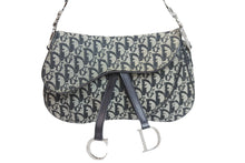 Load image into Gallery viewer, Dior ディオール トロッター ダブルサドル ショルダーバッグ キャンバス×レザー CDロゴ ブラック 美品 中古 52087