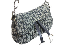 Load image into Gallery viewer, Dior ディオール トロッター ダブルサドル ショルダーバッグ キャンバス×レザー CDロゴ ブラック 美品 中古 52087