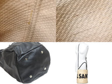 Load image into Gallery viewer, JIL SANDER ジルサンダー カゴバッグ ジュートバケット ショルダーバッグ ロゴ文字 ベージュ シルバー金具 レザー 美品 中古 52131