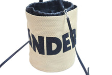 Load image into Gallery viewer, JIL SANDER ジルサンダー カゴバッグ ジュートバケット ショルダーバッグ ロゴ文字 ベージュ シルバー金具 レザー 美品 中古 52131