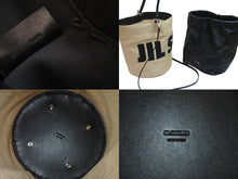 Load image into Gallery viewer, JIL SANDER ジルサンダー カゴバッグ ジュートバケット ショルダーバッグ ロゴ文字 ベージュ シルバー金具 レザー 美品 中古 52131
